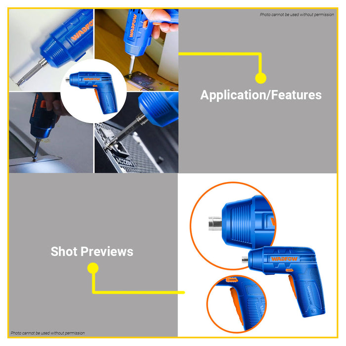 BUILDMATE Wadfow Lithium-Ion Cordless Screwdriver 4V Rechargeable Handheld Cordless Driver Tool Kit WCV4401 / WCV4404 - WCPT