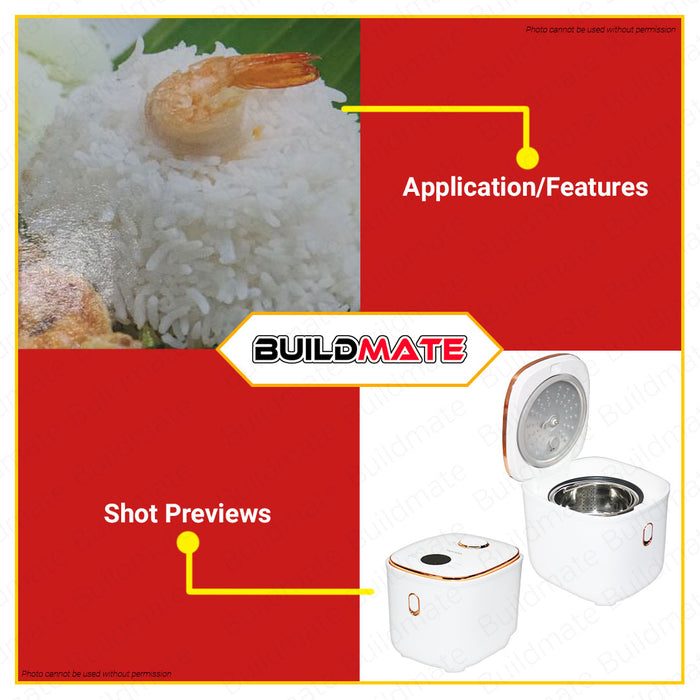 BUILDMATE Kyowa Low Sugar Rice Cooker 400W 1L 5 CUPS Automatic Electric Rice Cooker with Steamer Elegant Design Steam Rack Electric Cooker with LED Function Display KW2200 •