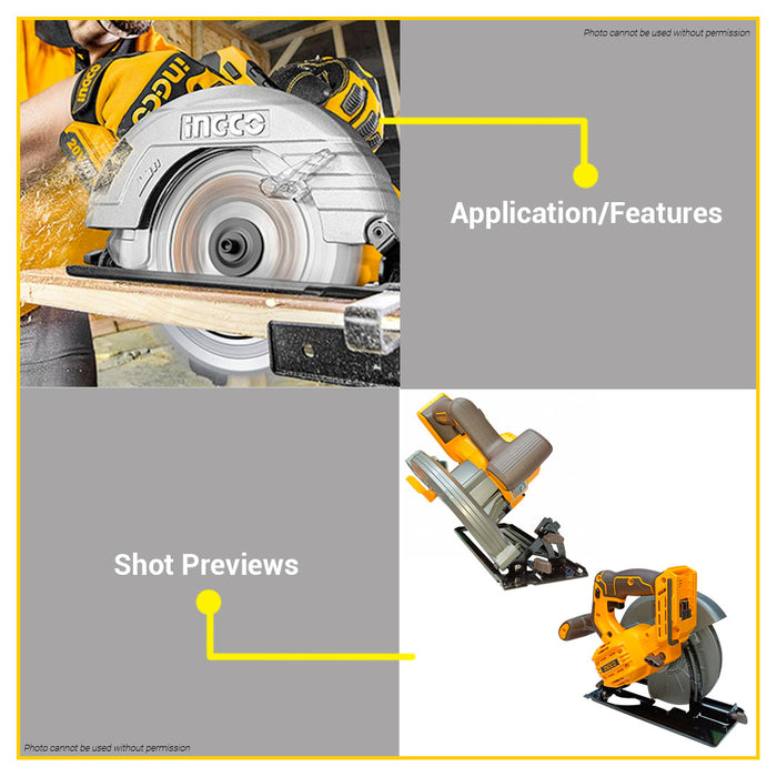 BUILDMATE Ingco 20V Li-Ion Cordless Circular Saw Handheld Cutting Tool CSLI1851 - ICPT