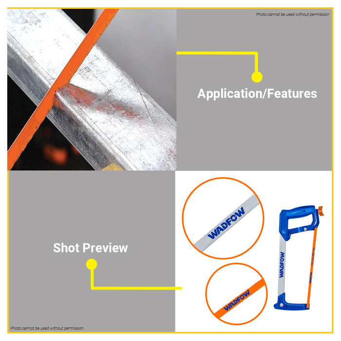 BUILDMATE Wadfow 300mm 12" Inch Hack Saw Frame Hand Saw With 1pc Blade Hacksaw Cutting WHF3108 - WHT