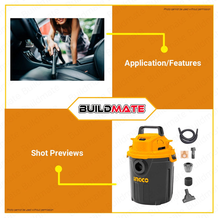 BUILDMATE Ingco Wet & Dry Vacuum Cleaner 10L 1000W With Thermo Fuse Carpet Dirt Cleaner Dust Car Home Cleaning Tool VC10101 - IPT