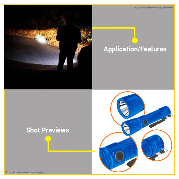 BUILDMATE Wadfow Flashlight 500 Lumens Work Light Emergency Handheld Portable Outdoor WFL5408 - WHT