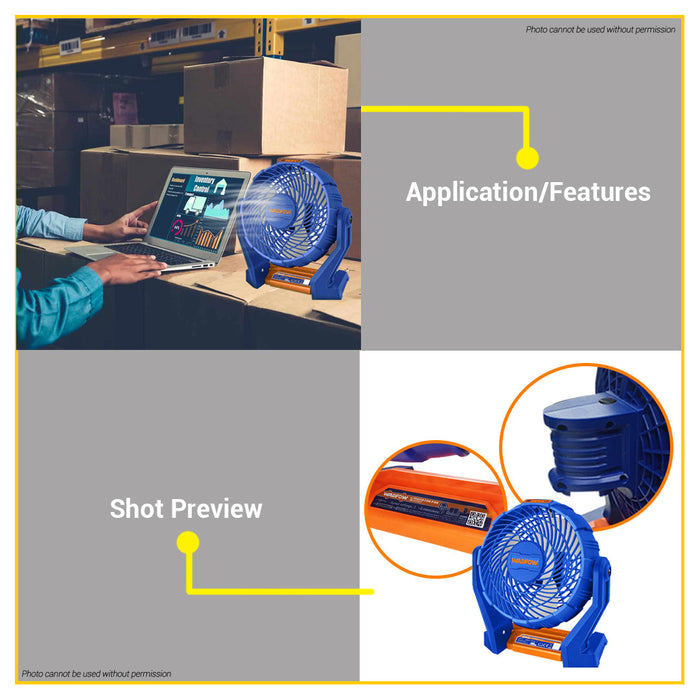 BUILDMATE Wadfow 12V Lithium-Ion Cordless Fan 7" Inch Battery Operated Outdoor & Indoor Fan UNIT ONLY WLF1507 - WCPT