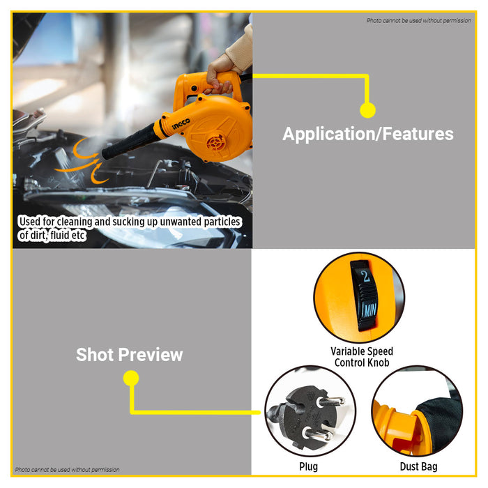 BUILDMATE Ingco Electric Air Blower 400W Hand Operated Dust Cleaner Blow Machine with Dust Bag AB4018 | AB4038 IPT