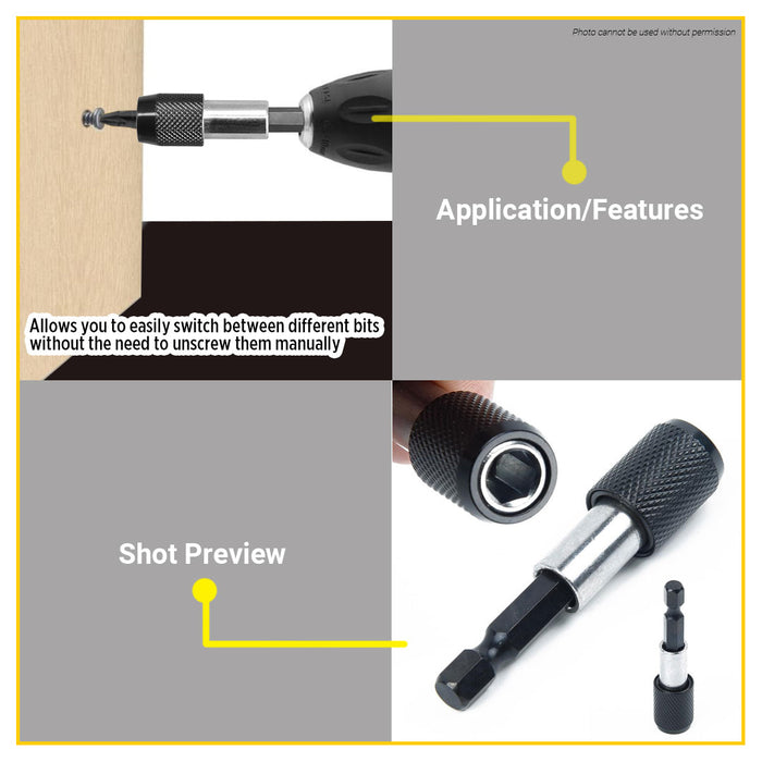 BUILDMATE Ingco 2PCS/SET Screwdriver Bit Holder 60mm with Quick Release Driver Extension Snap Lock Bit Holder ABH20601 - IHT