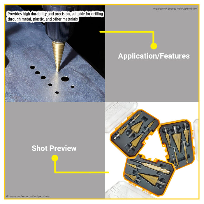 BUILDMATE Ingco Step Drill Bit Set  HSS 4341 Cone Drilling Bits for Sheet Metal Wood Plastic SOLD PER SET - IHT