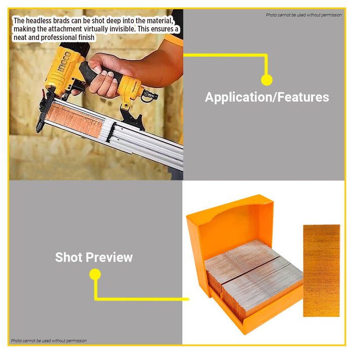 BUILDMATE Ingco 10000PCS/BOX Headless Pins Ø0.64mm Galvanized Steel Brad Pin Nails for Cordless Pin Nailer ANA06825 - IHT