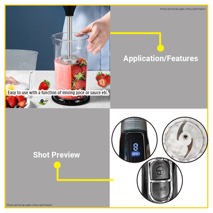 BUILDMATE Ingco Lithium-Ion 16V Cordless Hand Blender 100W Rechargeable 5-Speed Handheld Stick Immersion Blender - ICPT