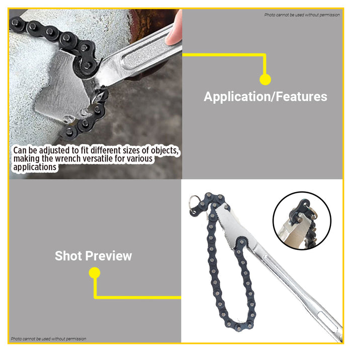 BUILDMATE Ingco Chain Pipe Wrench 420mm Adjustable Chain Pipe Fitting Clamp Plumbing Gripping Tool HBPW1208 - IHT