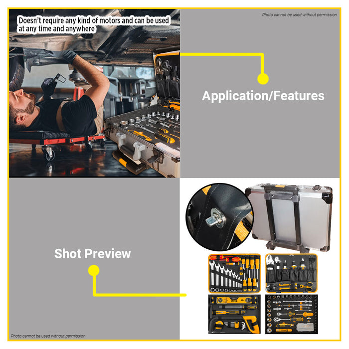 BUILDMATE Ingco 147pcs Household Hand Tools Set Pliers Wrenches Screwdriver Sockets & Measuring Tools for Repairs & DIY Tool Kit HKTHP21471 - IHT