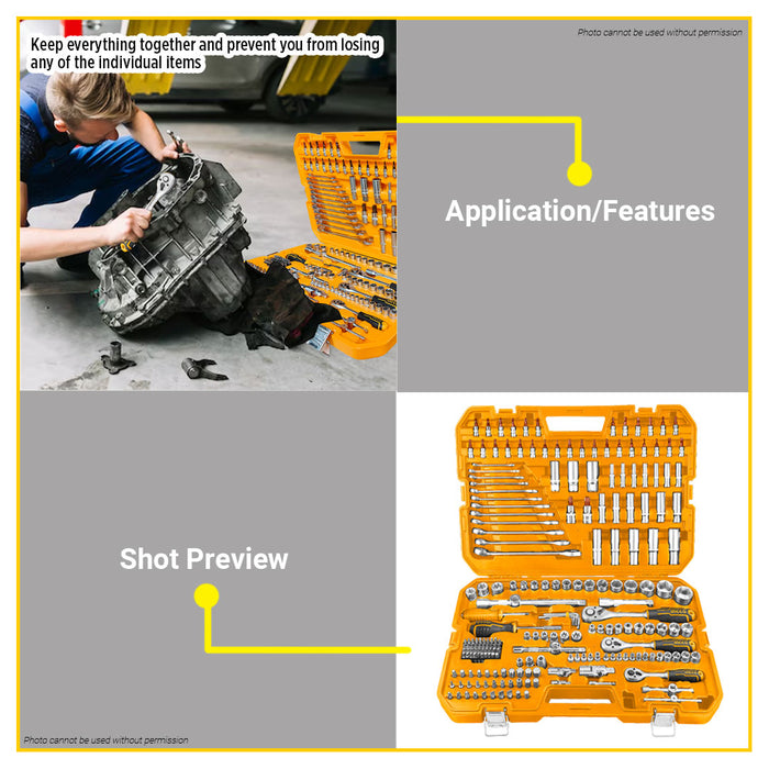 BUILDMATE Ingco 216pcs Combination Tools Set Socket Bit Spanner Accessories for Automotive & Household Hand Tool Kit - IHT