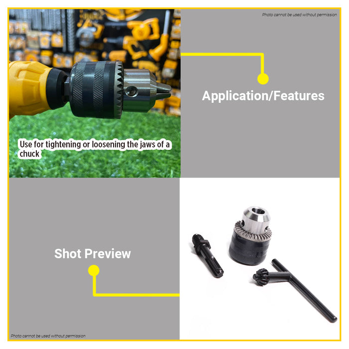 BUILDMATE Ingco Drill Key Chuck with Adaptor 13mm Keyed Drill Chuck Adapter for Metal KC1301.1  - IHT