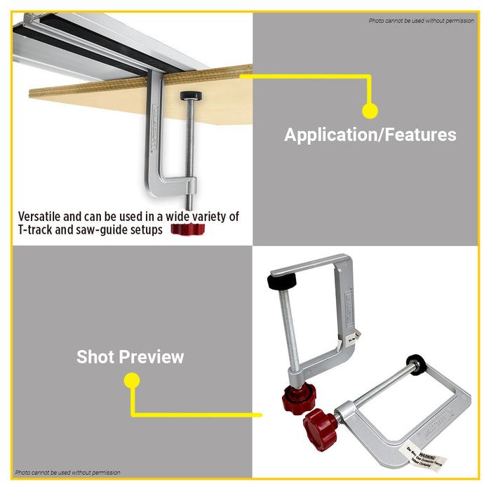 BUILDMATE Milescraft 2pcs Track Clamps 4" Inch Track Guides and T-Tracks Securing Locking Clamp  #4021