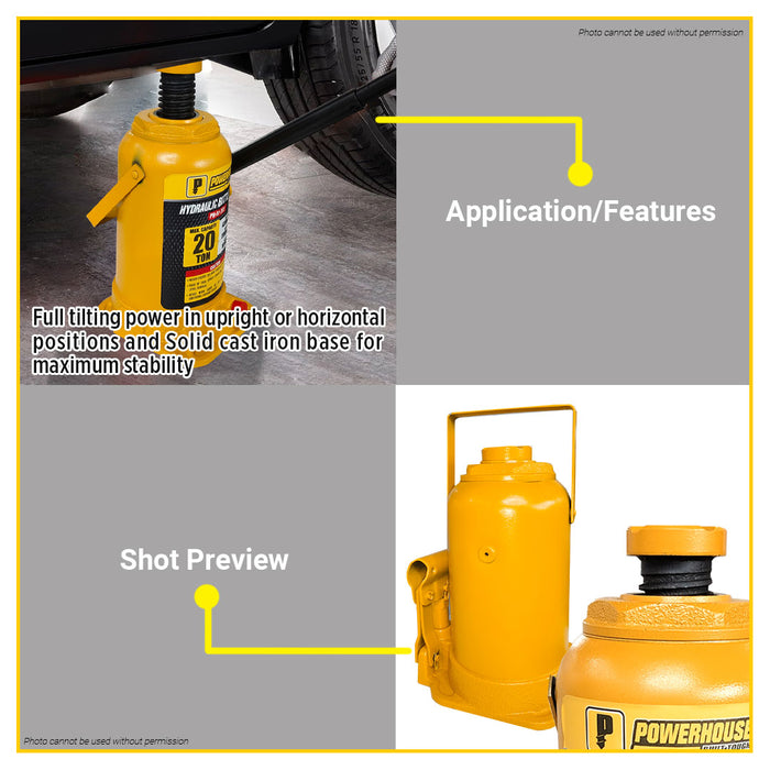 POWERHOUSE 20 TONS Hydraulic Bottle Jack •BUILDMATE• PHHT