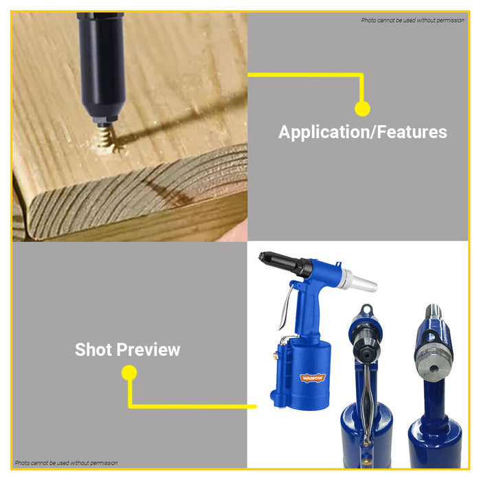 BUILDMATE Wadfow Air Riveter 17MM Working Stroke Pneumatic Air Rivet Gun Power Tool WAT6517 - WPT
