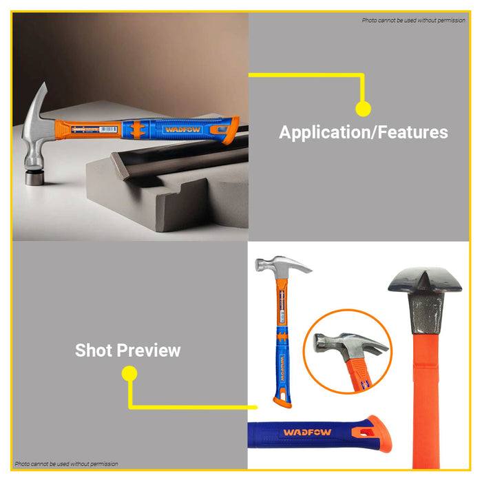 BUILDMATE Wadfow Long Handle Claw Hammer 400mm Drop-Forged Hammer Head Woodworking Repair Hand Tools WHM336L - WHT