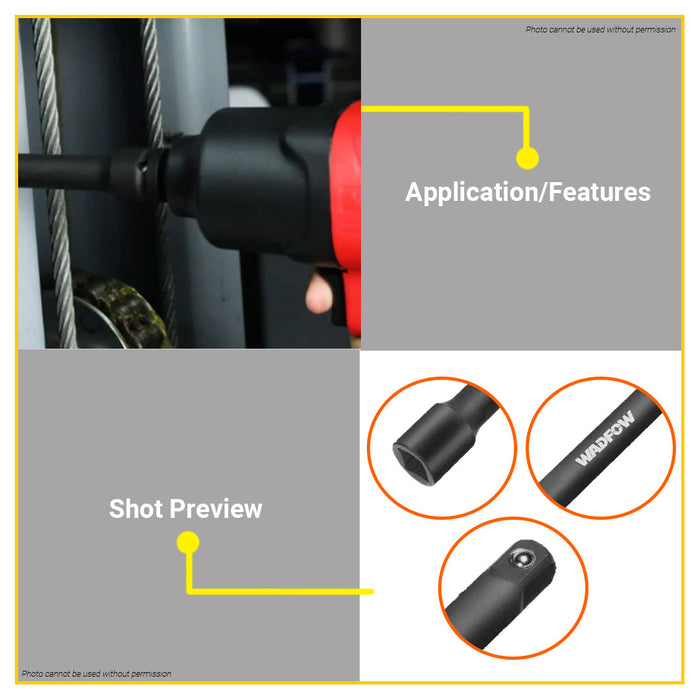 BUILDMATE Wadfow 3pcs Drive Impact Extension Bar Set 1/2" Cr-V Steel Extension Bars Kit Impact Tool WMS7403  - WHT