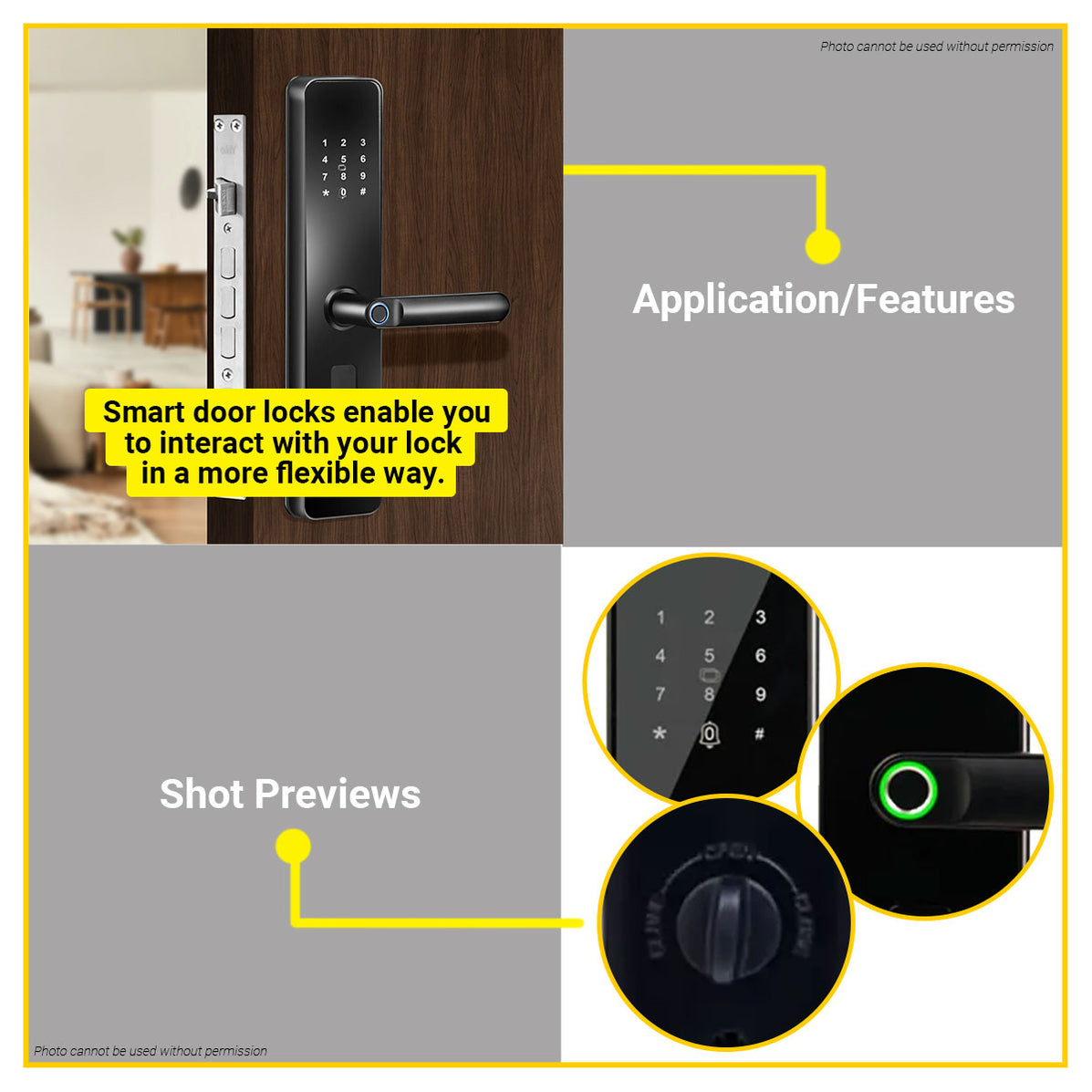 BUILDMATE Yale Smart Door Lock with Biometric, Pincode, RFID Card and ...