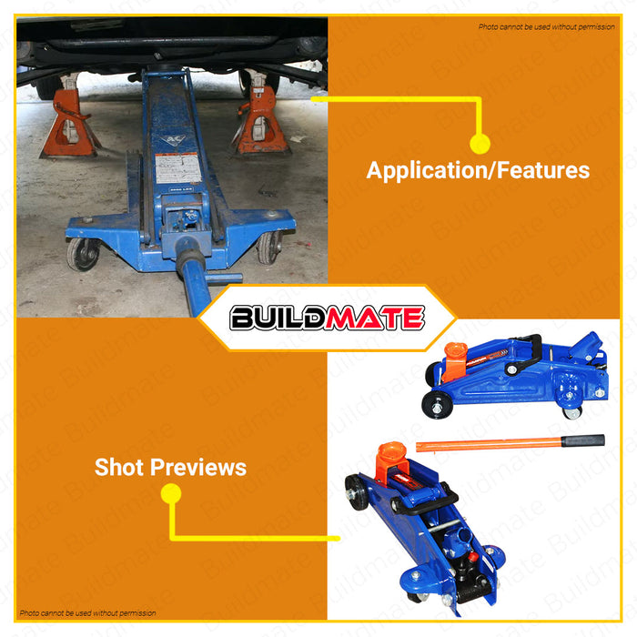 BUILDMATE Wadfow 2 Tons Hydraulic Floor Jack 5.6kg For Auto Repair Fast Lift Floor Jack Trolley WHJ2502 - WHT