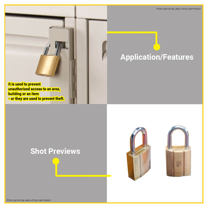 BUILDMATE Powerhouse Solid Brass Padlock Short Shackle 20mm with 3pcs Keys Anti-rust Security Padlock - PHDH