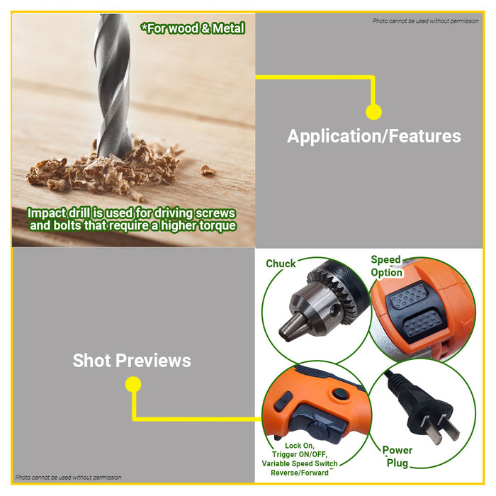 BUILDMATE Hoyoma Impact Drill 1000W Electric Hammer Drill Keyed Chuck Concrete Drilling & Hammering Impact Barena Power Tool HT-ID1000