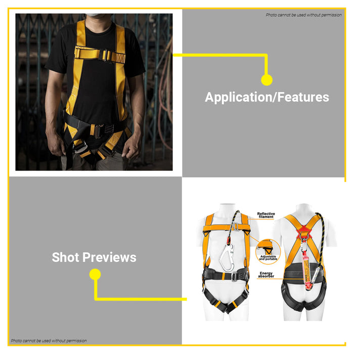 INGCO Full Body Safety Harness w/ Lanyard Fall Protection Belt Work Adjustable Positioning Gear for Construction & Climbing HSH501420 HT2 - BUILDMATE