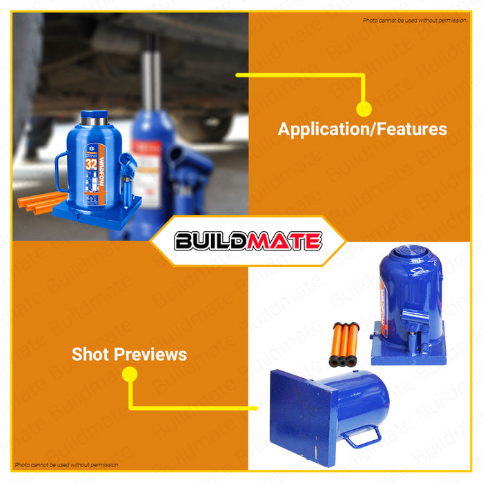 WADFOW 32 TONS Hydraulic Bottle Jack Welded Bottle Jack 32 Ton Easy Lifting WHJ1532 •BUILDMATE• WHT