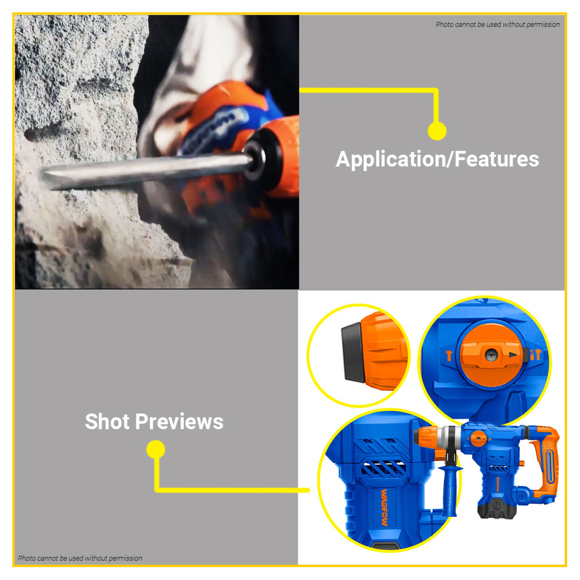 BUILDMATE Wadfow 1500W Industrial SDS Rotary Hammer Drill Chipping Gun ...
