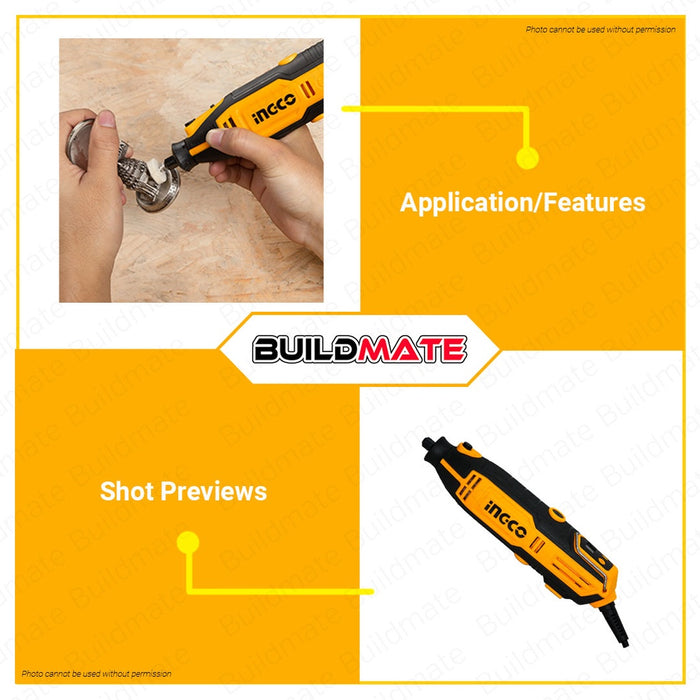 INGCO Mini Grinder Set 200W Electric Grinder Drill Engraver Rotary Tool with 150pcs Accessories Design for Drilling Cutting Grinding Routing & Polishing Grinder Tool Kit Set MG2008 •BUILDMATE• IPT