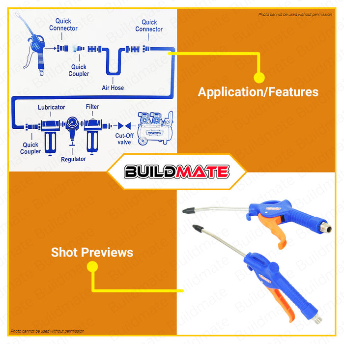 BUILDMATE Wadfow Plastic Air Blow Gun for Hose 100mm Air Duster Blowing Gun Air Compressor Blow Gun Dust Cleaning Air Blower Gun Accessories Air Blower Gun WGA4611 • WHT