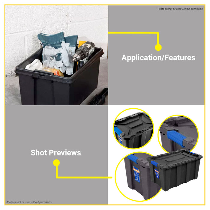 BUILDMATE Wadfow Plastic Storage Container 25L-100L Multipurpose Stackable Tub Black Organizer Bin Plastic Box SOLD PER PIECE - WHT