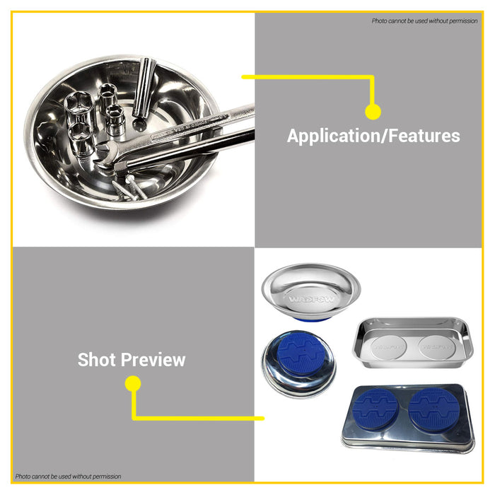 WADFOW Magnetic Storage Tray Round & Rectangular Stainless Steel Ideal For Bolts, Nuts & Screw SOLD PER PIECE WHT