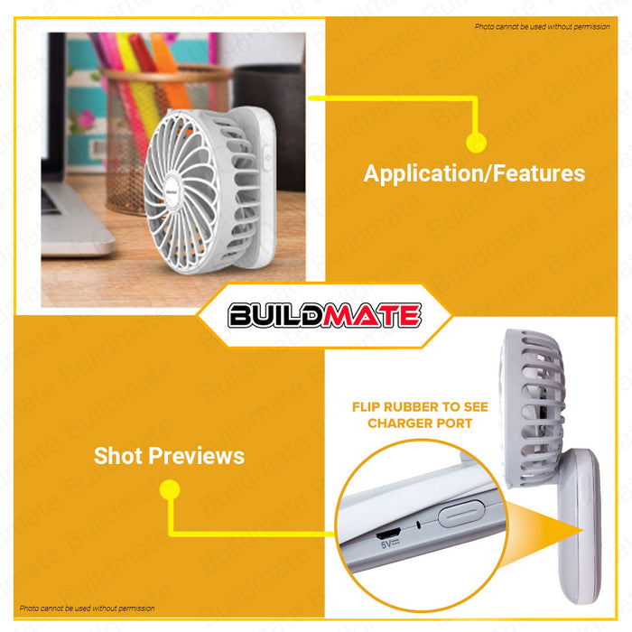 BUILDMATE Firefly 180° Handy Flip Type Fan 3W with Multifunction Recha ...