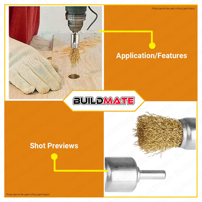 BUILDMATE Wawfow Wire Cup Brush Set 1/4" Shank 1" | 3" INCH [SOLD PER PIECE] Crimped Brushes For Angle Grinder Surface Finishing Tools WCE5401 | WCE3401 • WHT