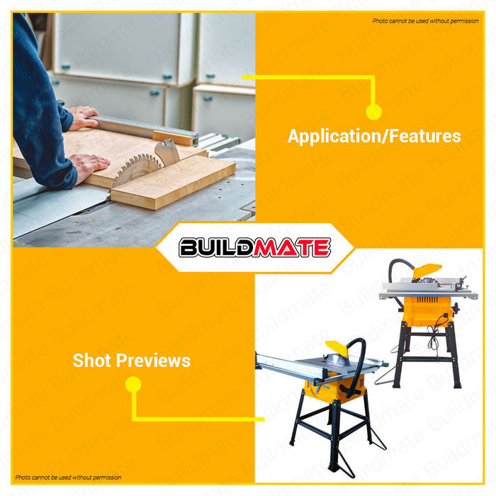 BUILDMATE Ingco Extendable Table Saw Machine 1850W 254mm Blade Jobsite Table Woodworking Stand Workbench TS18502 • IPT