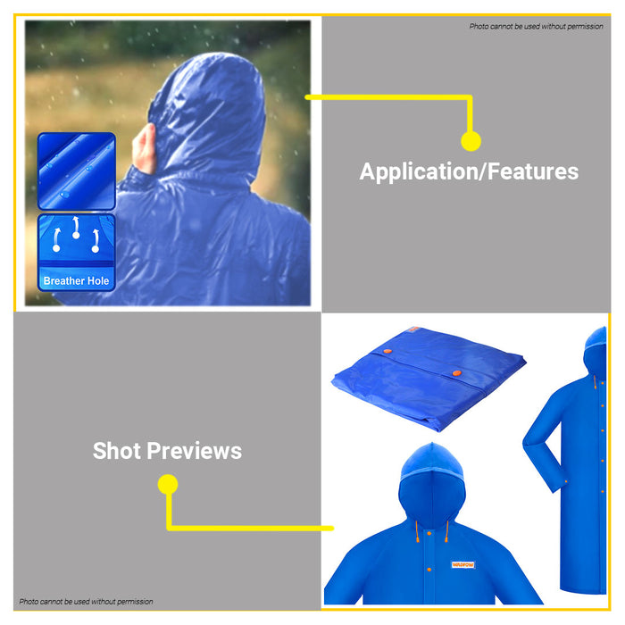 BUILDMATE Wadfow Rain Coat 120cm L | XL | XXL [SOLD PER PIECE] PVC Hooded Reflective Raincoat Waterproof Kapote with Adjustable Hat Cord WRC200L | WRC20XL | WRC2XXL • WHT
