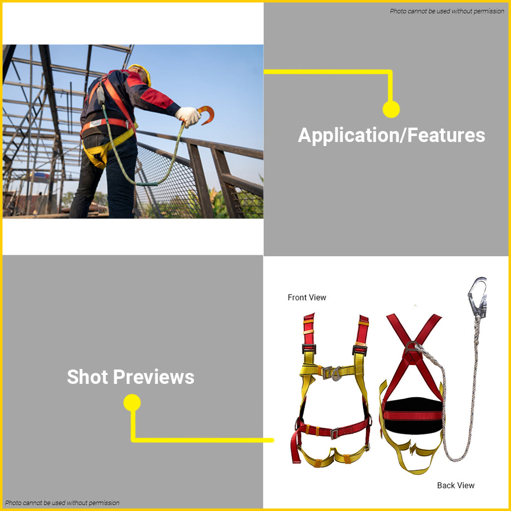 BUILDMATE Powerhouse Full Body Safety Harness with Adjustable Belt and ...