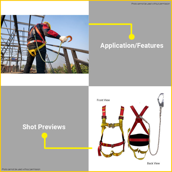 Fbsh BUILDMATE Powerhouse Full Body Safety Harness with Adjustable Belt and ...