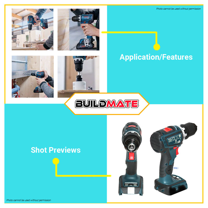 BUILDMATE Bosch Li-Ion Cordless Drill Driver 18V BRUSHLESS SOLO Impact Screwdriver Set Power Tools GSR18V-90C 06019K60L0 • BLC