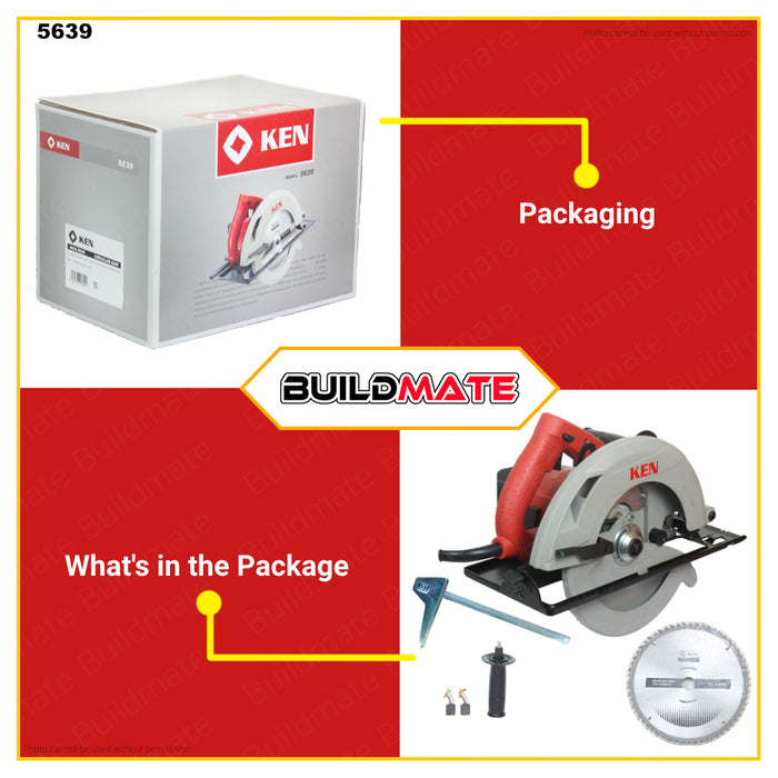 BUILDMATE Ken Industrial Circular Saw 235MM 2100W Wood Cutting Power Saws Electric Cutting Saw Heavy Duty Power Saw Cutting Machine Portable Woodworking Electric Saw Power Tools 5639 •
