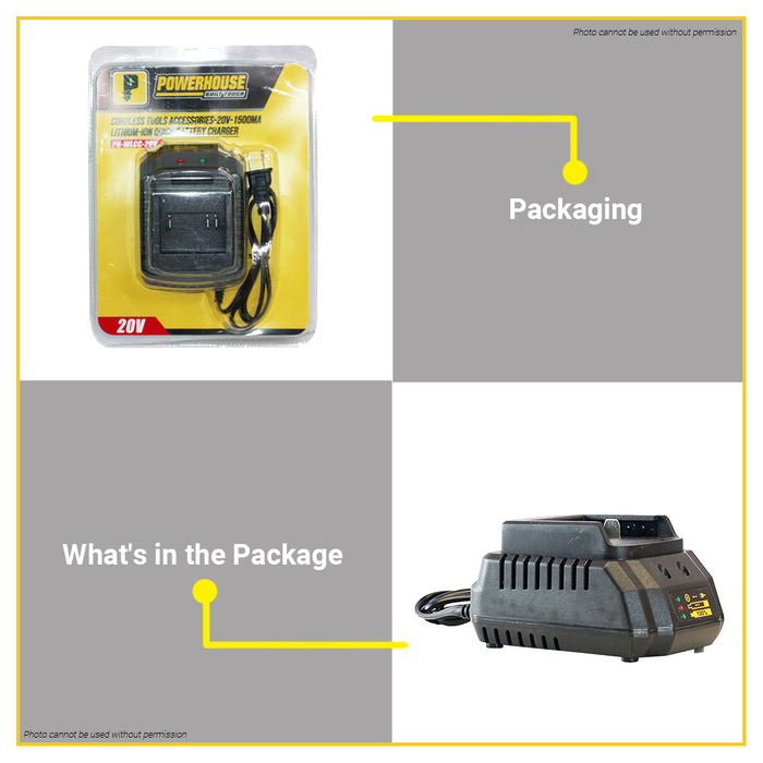BUILDMATE Powerhouse 20V Lithium-Ion Quick Battery Pack Charger For 2.0Ah & 4.0Ah Cordless Tools Accessories PH-WLCC-20V - PHPT