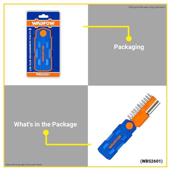 BUILDMATE Wadfow 12pcs Screwdriver Bits Set with Holder Quick Change Magnetic Cr-V Multi-Bit / S2 Phillips Impact Screw Bit Kit - WHT