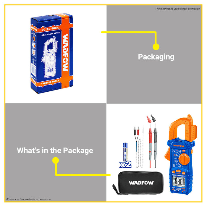 BUILDMATE Wadfow Digital AC/DC Clamp Meter 400A 4000 Counts Voltage Measurement Electrical Diode Tester LCD Display with Backlight WDM65035 - WPT