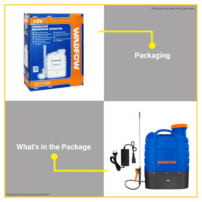 BUILDMATE Wadfow 12V Lead-Acid Cordless Backpack Sprayer 16L Rechargeable Garden Battery Tank Electric Knapsack Power Sprayer Gardening Tool WLSY1512 - WCPT
