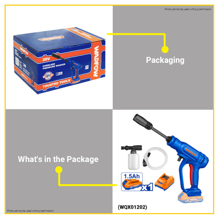 BUILDMATE Wadfow 20V Cordless Pressure Washer 24.5 Bar 2-Pattern Rechargeable Car Wash Water Spray Gun Power Washer Cleaner Sprayer Cleaning Tool - ICPT