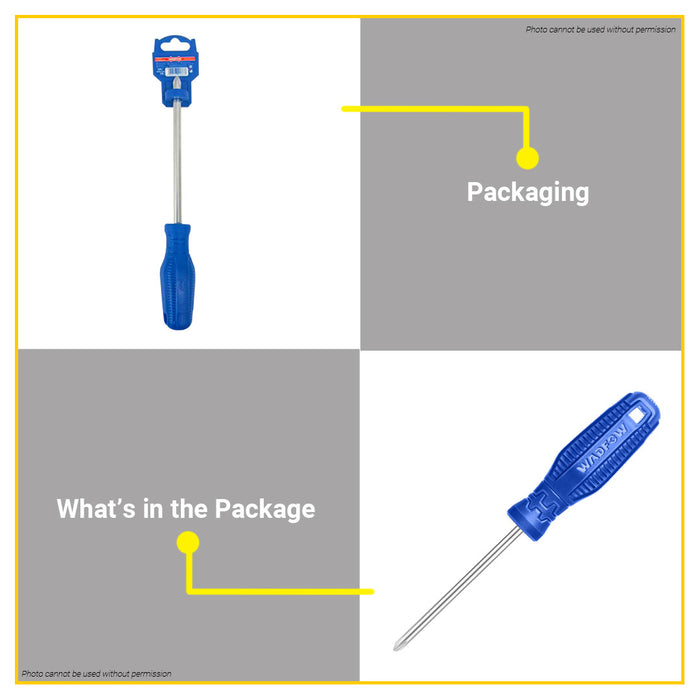 BUILDMATE Wadfow Screwdriver Phillips Cross / Slotted Flat Head Round Shank Magnetic Fastening Repair Hand Tools Screw Driver SOLD PER PIECE - WHT