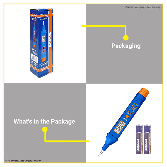 BUILDMATE Wadfow Test Pencil AC 12V-300V Electrical Interchangeable Slotted / Flat Bit Tip Voltage Detection Pen With Sound & Light Alarm WTP45015 - WHT