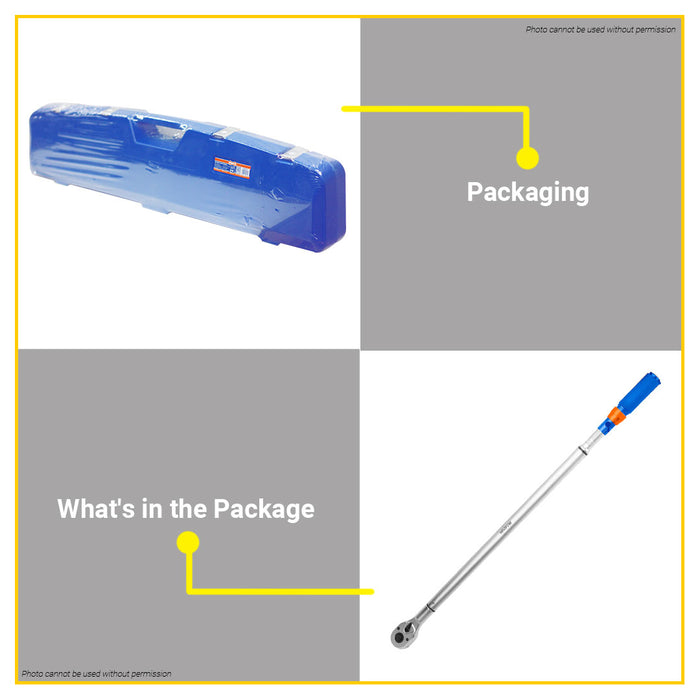 BUILDMATE Wadfow 1" / 3/4" Preset Torque Wrench Cr-V+Cr-Mo Chrome Plated Pre-calibrated Torque Socket Wrench Nut Bolt Remover Repair Hand Tools - WHT