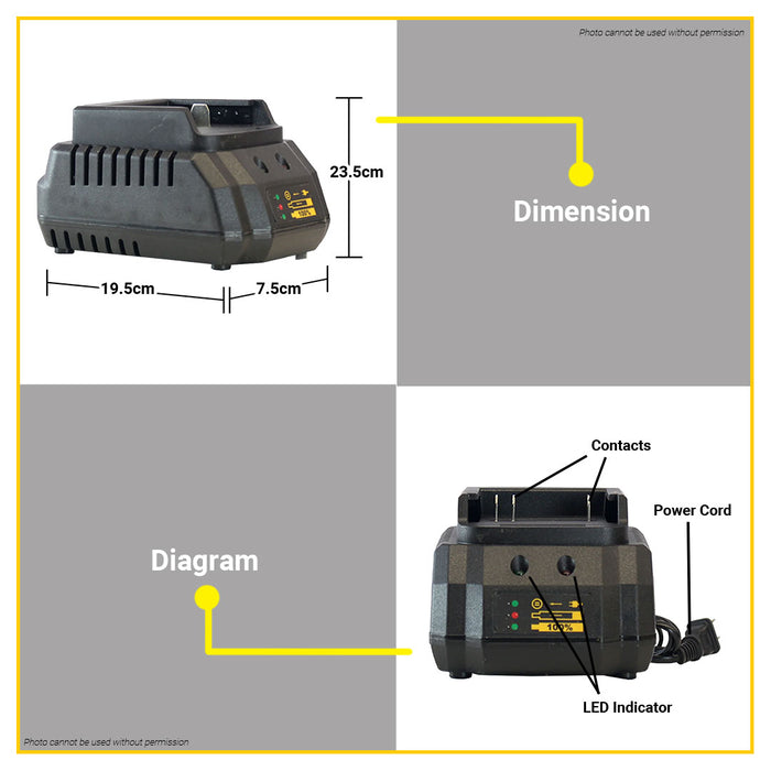 BUILDMATE Powerhouse 20V Lithium-Ion Quick Battery Pack Charger For 2.0Ah & 4.0Ah Cordless Tools Accessories PH-WLCC-20V - PHPT