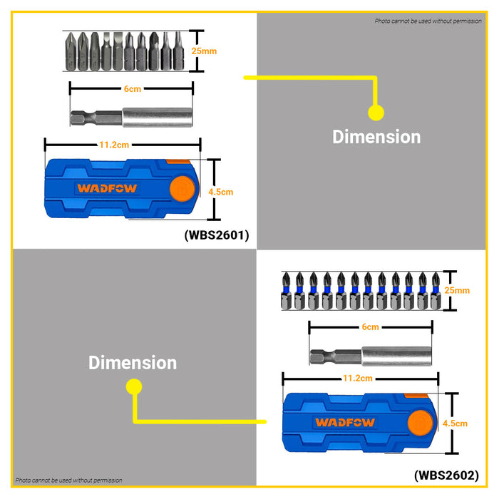 BUILDMATE Wadfow 12pcs Screwdriver Bits Set with Holder Quick Change Magnetic Cr-V Multi-Bit / S2 Phillips Impact Screw Bit Kit - WHT